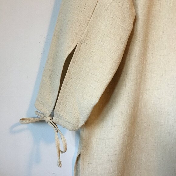 Vintage Optionelle Beige Button Down Tie Sleeve Top Canadian Made - Picture 9 of 16
